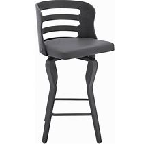 26" Verne Counter Height Barstool With Faux Leather And Wood Finish Black/Gray - Armen Living