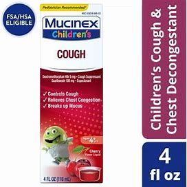 Mucinex Children's Cough Medicine , Chest Congestion Relief, Cherry, 4 Fl Oz