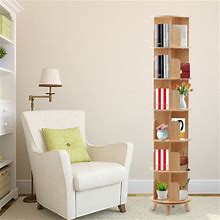 Freestanding Bookshelf Wood Bookcase Storage Shelf Display Rack 360°