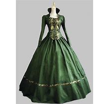 Retro Vintage Rococo Victorian 18th Century Princess Dress Maxi Women's Flounced Ball Gown Square Neck Halloween Wedding Party / Evening