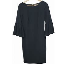 Calvin Klein Black 3/4 Bell Sleeve Sheath Dress XS Petite