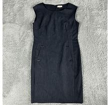 Calvin Klein Women's Sleeveless Sheath Dress 12 Navy Pockets Zipper