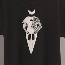 Gildan Shirts | Raven Skull Shirt, Crow Skull, Vulture Culture, Goth Gothic Clothing | Color: Black/White | Size: Various