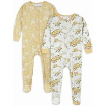 Gerber Baby & Toddler Girl Snug Fit Footed Cotton Pajamas, 2-Pack