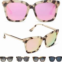 DIFF Bella Designer Square Oversized Sunglasses For Women UV400 Protection, Tortoise Frame W/Giftable Travel Case