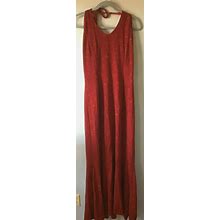 Women's Ronni Nicole Red Sparkly V Neck Halter Long Dress Size 12
