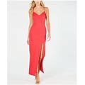 Adrianna Papell Womens Red Slitted Spaghetti Strap V Neck Maxi Cocktail Sheath Dress 2