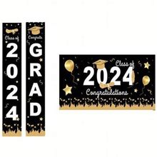 Plertrvy Clearance! Party Decorations Pieces 2024 Graduation Party Decorations Graduation Sign Class Of Grad Banner Graduation Hanging Porch Banner Do