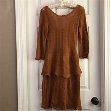 Anthropologie Dresses | Nwt Anthropologie Womens Tiered Knit Dress | Color: Brown | Size: M