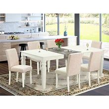 Wayfair Karlotta 7 - Piece Extendable Rubberwood Solid Wood Dining Set Wood/Upholstered In White 49257731Dcd6a8226f4f6b576285610b