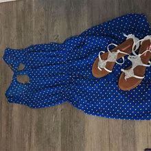 Bebop Dresses | Small, Soft Blue Dress With Orange Polka Dots | Color: Blue/Orange | Size: S