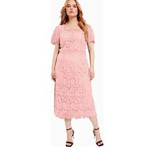 Plus Size Women's Square-Neck Lace Jessica Dress By June+Vie In Soft Blush (Size 30/32)