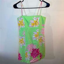 Nine West Dresses | Nine West Green Floral Mini Dress W/ Back Cut Out | Color: Green/Pink | Size: 4