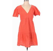 Gap Casual Dress - A-Line Plunge Short Sleeves: Orange Print Dresses - Women's Size Small Petite