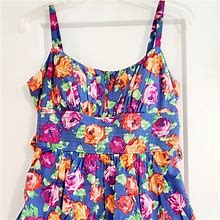 Dress Barn Dresses | Floral Print Dress | Color: Blue/Pink | Size: 10