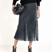 Soft Surroundings Skirts | Soft Surroundings Silk/Rayon Velvet Skirt Size Medium Tall | Color: Gray | Size: M