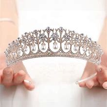 VIJIV Wedding Crystal Tiara Baroque Crown Bridal Headband Hair Decoration Bride Royal Crowns Elegant Bridal Headpiece