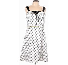 Sangria Casual Dress - A-Line Square Sleeveless: White Print Dresses - Women's Size 12