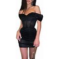 Women Sexy Strapless Bodycon Mini Dress Off Shoulder Low Cut Ruched Dress Backless Slim Short Dresses Party Streetwear