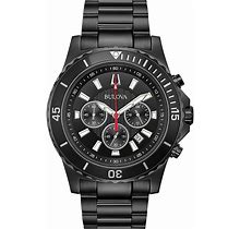 Bulova Men's Black Stainless Steel Chronograph Watch - 98B337, Size: 9"