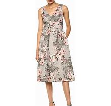 Adrianna Papell Women's Sleeveless Floral Dress With Pleated Waist