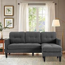 Grepatio Convertible Sectional Sofa Couch, 3 Seat L-Shaped Sofa Couch With Modern Linen Fabric For Small Space Living Room (Grey)