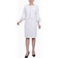 Ny Collection Women's Novelty Knit And Lace Dress, 2 Piece Set - White