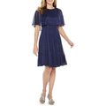 J Taylor Short Sleeve Cape Fit & Flare Dress | Blue | Womens 4 | Dresses Fit + Flare Dresses | Glitter|Embellished