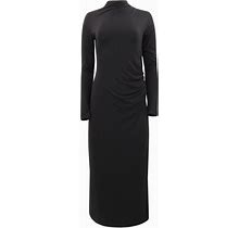 Vince - Ruched-Detail Flared Midi Dress - Women - Spandex/Elastane/Rayon - L - Black