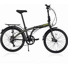 Aluminum 24 in. 7 Speed Folding City Bike - Black