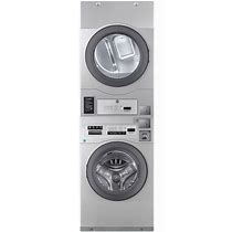 Crossover Washer Dryer Combo: Gas, Stainless Steel, 3.4 Cu Ft Washer Capacity, Coin-Operated Model: WASHER/GAS DRYER STACK