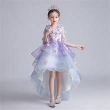 3D Flower Girl Princess Tulle Tutu Dress Party Long Maxi Ball Gown