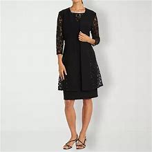R & M Richards Sequin Lace Jacket Dress | Black | Womens 12 | Dresses Jacket Dresses | Removable Necklace