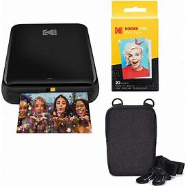 KODAK Step Wireless Mobile Photo Mini Color Printer (Black) Go Bundle, 2X3