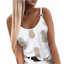 Fesfesfes Plus Size Tops For Women Sleeveless Low Cut U-Neck Tops Heart Print Sling Vests Tunic Blouse Summer Strap Tank Tops