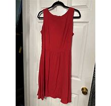 Molly Malloy Dress Red Size 10 Acetate Rayon Crinkle Short Sleeves Fit