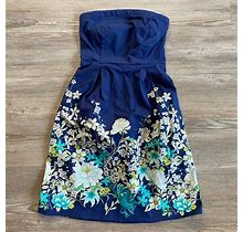 Old Navy Dresses | Blue Floral Strapless Dress | Color: Blue/Green | Size: 0