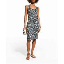 NIC+ZOE Mosaic Dots Side-Twist Dress In Aqua Multi - Blue - Casual Dresses Size Medium