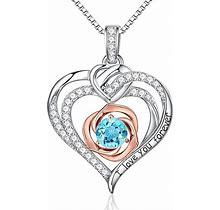 Birthstone Necklace For Women Girls - Sterling Silver Heart Necklaces For Women Birthstone Necklace Birthstone Jewelry For Women Anniversary Birthday