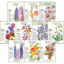 Botanical Interests "Play It Again" Perennial Flower Seed Collection - 10 (Ten) Packets With Recyclable Colored Box