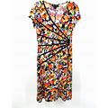 CONNECTED APPAREL Midi Sheath Dress Women Size 10 Multicolor Floral Stretch