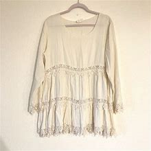 Rona Dresses | Rona Vintage Hippie Flowy Mini Dress | Color: Cream/White | Size: One Size