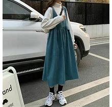 Trendy Oversized Mid-Calf Dress Solid Patterns Fashionable Square