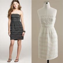 J. Crew Dresses | J.Crew Rugby Stripe Ginny Strapless Dress 26673 Na6445 Size 10 | Color: Cream/White | Size: 10