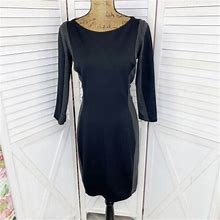 H&M Sheath Dress Womens Medium Black Gray Knit Colorblock Bodycon