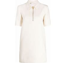 Tory Burch - Half-Zip Fastening Crepe Dress - Women - Triacetate/Polyester/Polyester - 10 - White