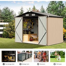 810 ft Outdoor Storage Shed With Lockable Doors And Air Vents For Garden - 46 ft - Brown Without Base