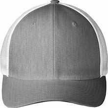 Port Authority C812 Flexfit Mesh Back Cap In Heather Gray/White Size Large/XL | Cotton/Polyester Blend