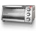 BLACK+DECKER 4-Slice Toaster Oven, TO1745SSG, Even Toast, 4 Cooking Functions Bake, Broil, Toast And Keep Warm, Removable Crumb Tray, Timer