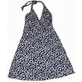 H&M Leopard Sun Dress Halter Tie Ruched Waist Sz 6 Excellent Condition
